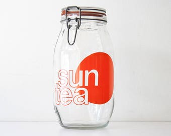 Vintage Modern Glass Typography Sun Tea Canister