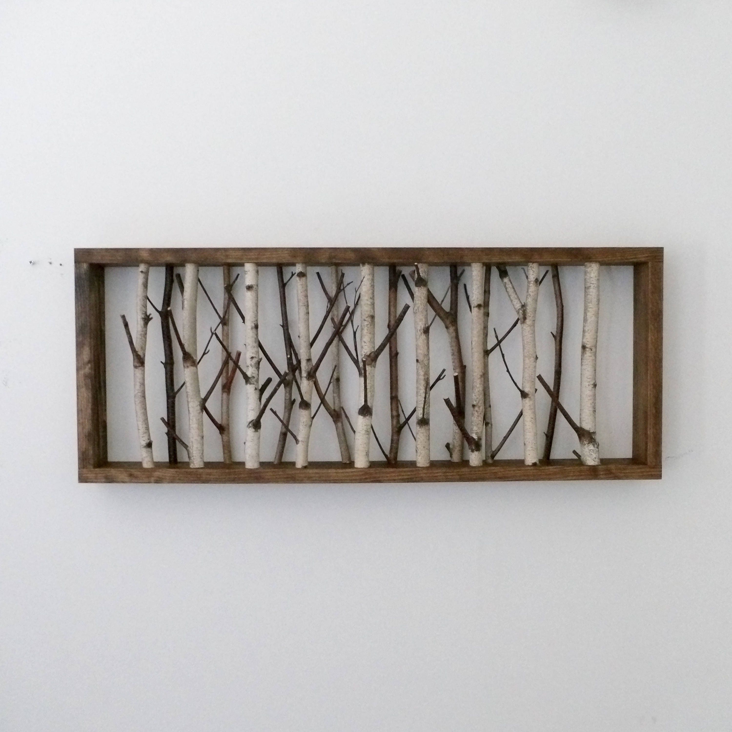 White Birch Forest Wall Art 30 X 12 Birch Branch Decor 