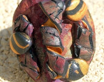 Ring structure, raku style, polymer clay