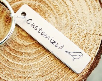CUSTOM Key Chain CUSTOMIZED For You Hand Stamped Polished Aluminum Personalized Made To Order Keychain Short Quote Names Dates Birthday Gift