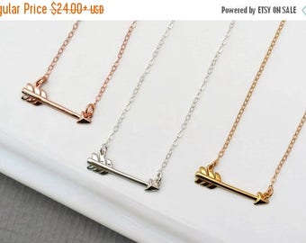 SALE - Silver, Gold or Rose Gold Arrow Necklace, Sideways Arrow Necklace, BFF Gift, Best Friend Necklace, Big Little Sorority, Graduation Ne