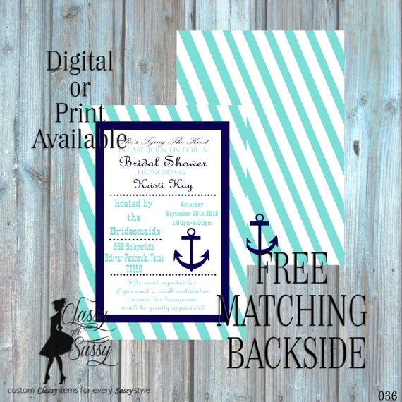 Anchor Baby Shower Inviation, Nautical Baby Shower Invitation, Navy theme Baby Shower Invitation, It's A Baby Shower Invite, 036