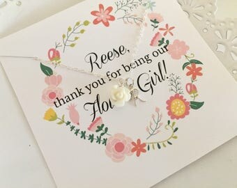 Personalized Flower Girl Necklace | White Flower Girl Necklace | Flower Girl Neckalce | Girl Jewelry | Flower Girl Gift | Flower Girl Invite