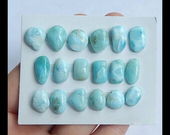 Sell 18 PCS Larimar Gemstone Cabochon Beads Set,13x7x5mm,10x7x3mm,11.95g(h0734)