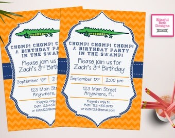 Gator Birthday Invite, Gator Birthday Invitation, Florida Birthday Invitation, Gator Shower, Gator Invitation, Florida Gators, Gators, UF