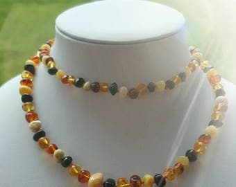 Baltic Amber Baby Teething Necklace for Mommy and Baby Set of 2