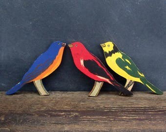 Gunjan Handmade Wooden Birds Set Of 2 Green