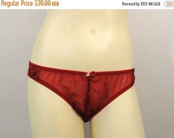 SALE Vintage Panties Vintage Victoria's Secret Red Mesh & Satin Panties Large