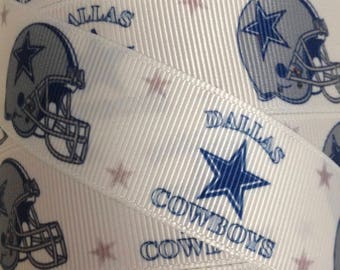 1" Grosgrain Ribbon - Printed Grosgrain Ribbon - Dallas Cowboys Ribbon - Ribbon By The Yard - Supplies - Football Ribbon - Sports Ribbon