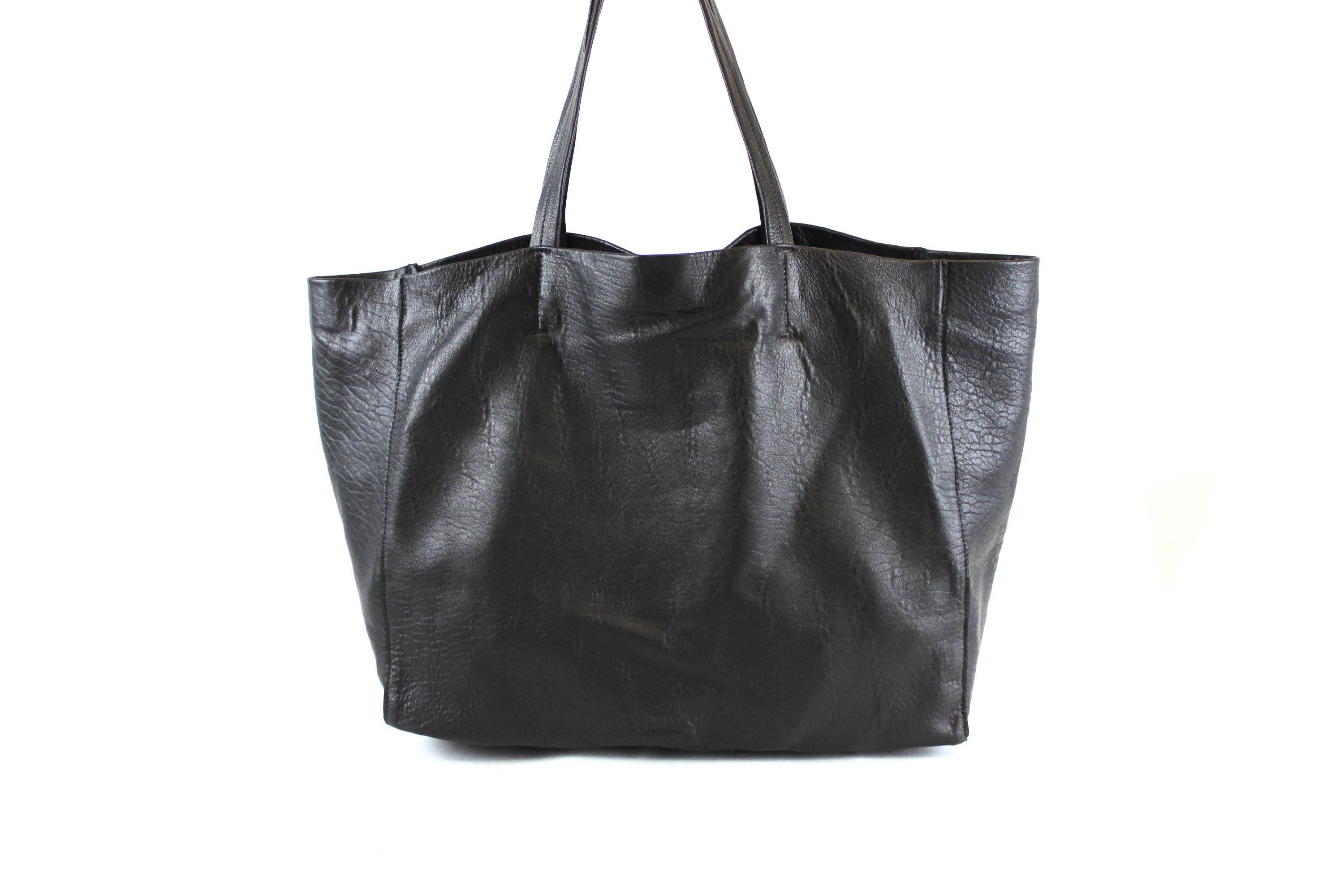 Santa Monica Tote Bag in Black Lamb Leather