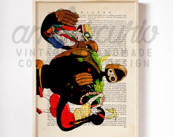 Laputa Castle in the Sky Original Studio Ghibli Inspired Poster Print on an Unframed Upcycled Bookpage