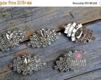 ON SALE Rhinestone Buttons Crystal Clear FLATBACK 35mm - Flower Centers - Wedding Bridal Prom Jewels Sparkle Vintage Inspired Wholesale