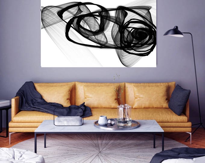 Stay Abstract, Black and White Contemporary Unique Abstract Wall Decor, Large Contemporary Canvas Art Print up to 72" by Irena Orlov