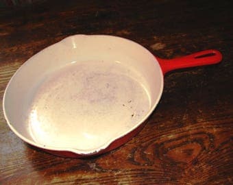Unique Red & Cream Griswold Cast Iron Skillet ~ Great Gift for Collector or Decor