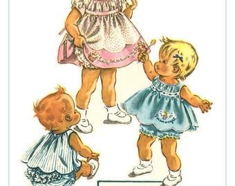 McCall's 2145 Gorgeous Vintage 50s Toddler Girl's Dress, Smock & Ruffled Panties - Angel Tsfr - Sewing Pattern Size Size 1