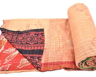 Vintage Kantha Quilt Gudri Reversible Throw Ralli Bedspread Bedding India OG1035