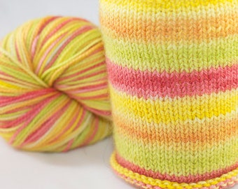 Self Striping Sock Yarn, Citrus Pop Colorway