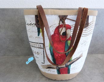 faux leather and canvas handbag