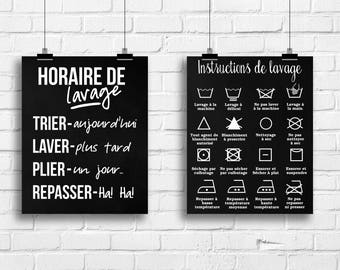 Horaire de Lavage Imprimé, Décoration Salle de Lavage, Instructions de Lavage, Horaire de Lavage, Décor Maison, Cadeau pour Maman, A-2042