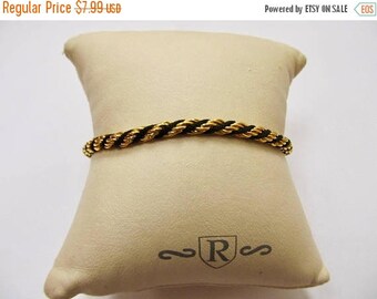 ON SALE TRIFARI Vintage Black and Gold Tone Rope Bracelet Item K # 1971