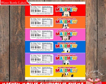 Mickey Mouse Clubhouse Water Bottle Labels Wrappers PERSONALIZED