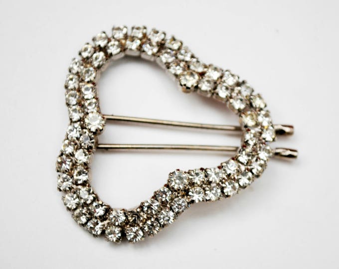 Rhinestone hair clip - silver Clover shape barrette - bobby pin - Wedding bride