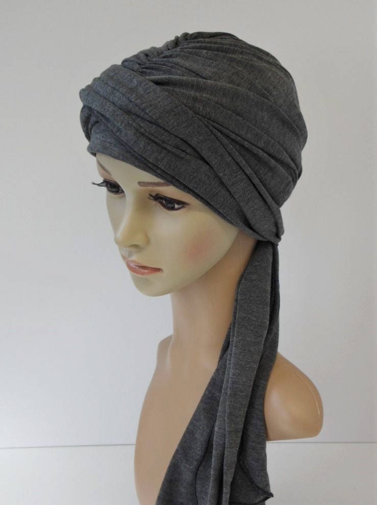 Women's charcoal jersey winter head covering warm head