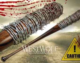 Lucille - The Walking Dead - Real Hardwood Negan Bat with Real Barb Wire -- Sharp Steel/Weapon/Prop/Fallout/Zombie