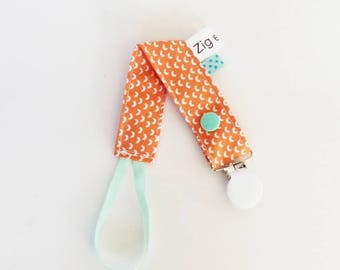 Pacifier - waves pattern fabric - orange-Mint-white