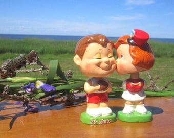 My Hero Bobble Heads Kissing Dolls Happy Kids My Hero Kissing Boy and Girl Football Bobble Heads