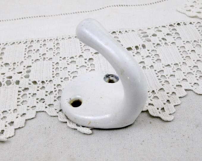 Vintage French Cast Iron White Enamel Hook, Industrial Entrance Hall Fixtures, Retro Enamelware Bathroom Decor, Shabby Chateau Chic Home Vintage French Cast Iron White Enamel Hook, Industrial Entrance Hall Fixtures, Retro Enamelware Bathroom Decor, Shabby Chateau Chic Home