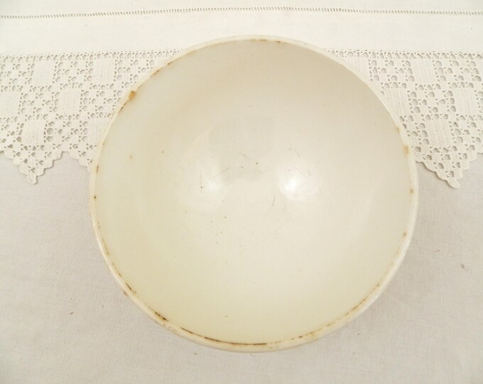 2 Antique Large White Coffee Bowls with Scalloped Sides from France, French Farmhouse Ceramic Café au Lait Bowls, Country Latte Bowl 2 Antique Large White Coffee Bowls with Scalloped Sides from France, French Farmhouse Ceramic Café au Lait Bowls, Country Latte Bowl