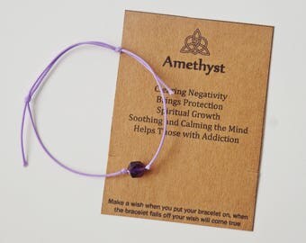 Yoga Wish Bracelet, Gemstone wish bracelet, yoga gifts set, Yoga Friendship, Amethyst, Amethyst bracelet, Yoga Gifts, Healing, Party favors