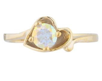 14Kt Yellow Gold Plated Natural Mercury Mist Mystic Topaz Round Heart Shape Ring