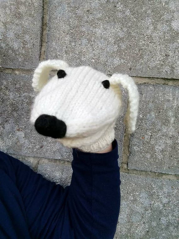 Puppy Dog Hand Puppet Hand Knit Sock Puppet for Adult or Child