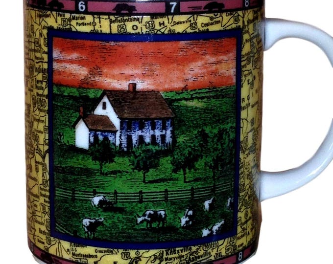Department 56 Coffee Mug Travel America Farmstead, Gift For Christmas, Unique Vintage Mug,