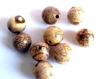 10 beads round 6mm natural Jasper - Beige and Brown