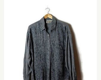 ON SALE Vintage Dark Moss Green Embroideries Long sleeve Slouchy Blouse from 1980's*