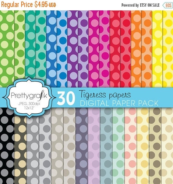 80% OFF SALE polka dot digital paper, commercial use, scrapbook papers, background - PS607 Il_570xn