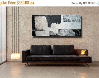 72" Original Abstract Acrylic Painting Extra Large Gray Black Mocca Light Brown Wall Art Modern Art Decor UNSTRETCHED Auxxl028