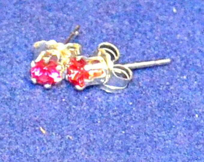 Pink Sapphire Studs, Petite 3mm Round, Natural, Set in Sterling Silver E1096