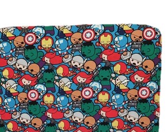 Boy Crib Bedding - Red - Superhero - changing pad - crib sheet