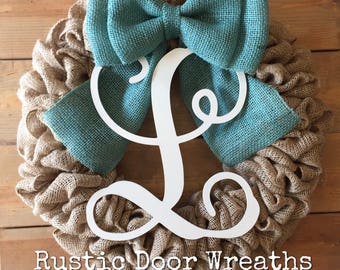 Monogram Burlap Wreath / Initial Wreath / Front Door Wreath / Wreath with Monogram / Burlap Letter Wreath