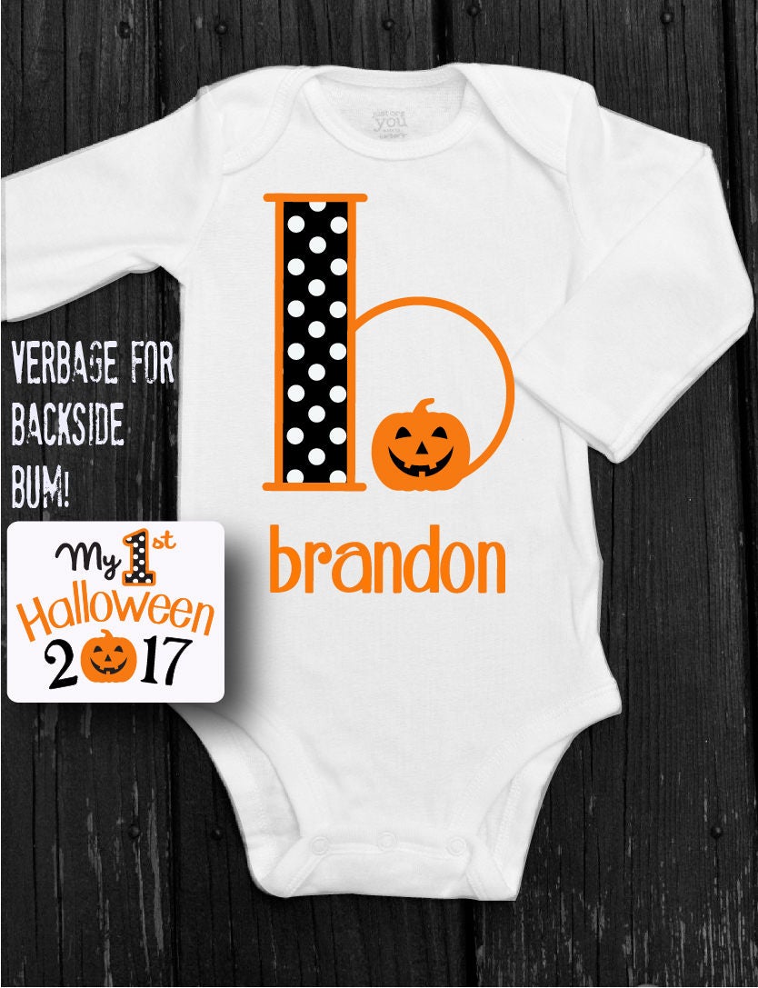 My First HALLOWEEN Onesie Baby Boy Personalized PUMPKIN Onesie