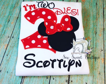 Minnie Mouse twodles, minnie birthday shirt, second birthday, number two, minnie Mouse second birthday, girls mickey shirt, im twodles