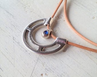 Womens silver Crescent stass choker, leather wrap Necklace, Boho strass wrap necklace,wrap silver strass Necklace,girlfriend gift,gift idea