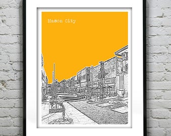 Mason City Poster Art Skyline Print Iowa IA Item T1115