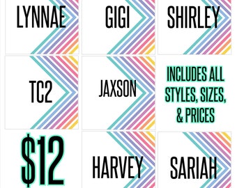 Style, Price, and Size Square Cards for Retailers - Includes NEW STYLES