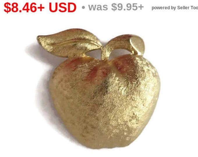 Vintage Coro Brushed Gold Tone Apple Brooch Pin