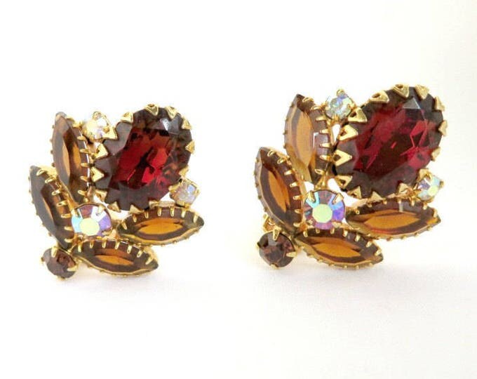 Juliana Amber Rhinestone Earrings | Vintage D&E Verified | Amber, Cognac, AB Rhinestone Clip-ons | Bridal Jewelry Juliana Amber Rhinestone Earrings | Vintage D&E Verified | Amber, Cognac, AB Rhinestone Clip-ons | Bridal Jewelry